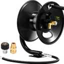 M MINGLE Pressure Washer Hose Reel 100ft, Heavy Duty Steel Hose Reel, Manual Crank Power Washer Hose Reel with Swivel Arm, 3/8" NPT Outlet Pipe, 4000 PSI