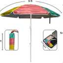 LOTTAFUN 5ft Beach Umbrella - Heavy Duty Wind Resistant UV 50+ Portable Sun Shade with Sand Anchor & Carry Bag, Outdoor Folding Umbrella for Beach,Pool,Patio,Garden (3 Color Block)