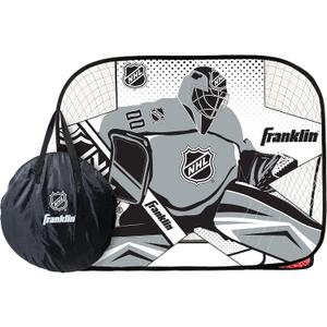 Franklin Sports Kids Portable Street Hockey Goal + Shooter Tutor Set - Pop Up Folding Net with Goalie Target Included - 2-in-1 Goal Set
