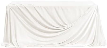 Ling's moment White Wedding Table Cloths in Velvet-Like Fabric, 9ft x 11ft, Fits 4ft/6ft Rectangular/Round Sweetheart&Head Table for Wedding Reception, Bridal Shower, Birthday Decoration,Banquet