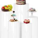maytopia Cylinder Pedestal Stands for Party 5Pcs, White Round Display Pedestal Stands Table, Cake Flower Pedestal Stand Plinth Pillars for Wedding Bridal Shower Birthday Decoration