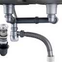 Double Sink Drain Kit Space Saving Kitchen Sink Drain Kit Expandable Flexible 1 1/2" P-Trap Pipe 3-1/2 Inch Sink Drain Assembly Kit with 4-Way Fitting Adapter for Dishwasher (Gray)