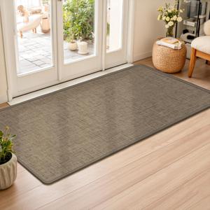 LEKEEPGO Ultra Thin Indoor Door Mat 24"x47", Low-Profile Door Mat Indoor Entrance, Non Slip Rubber Backing Inside Doormat Washable Welcome Front Entryway Dirt Trapper Entry Mat, Brown