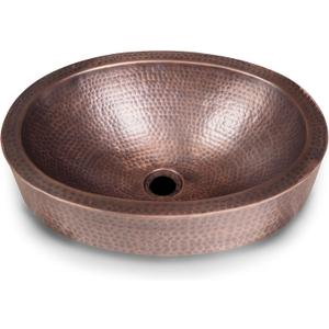 Monarch Abode 17-Inch Hand Hammered Pure Copper Oval Skirted Drop-In Bathroom Sink, Bathroom Sink Drop-In, Top Mount Bath room Sinks for Powder Room, Home Restroom or Guest Bath