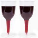 Prestee 24 Clear Stemmed Plastic Wine Glasses - 10 oz Disposable Wine Glasses for Parties - Plastic Wine Cups with Stem for Weddings, Wine Tasting, Patio Gatherings, and Elegant Party Supplies