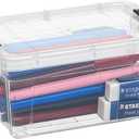 Superio Clear Storage Box with Lid, 1.85 Quart Plastic Container Bins for Organizing, Stackable Crates, BPA Free, Non Toxic, Odor Free, Organizers for Home, Office, School, and Dorm