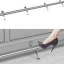 Bar Foot Rail Kit 4ft / 6ft / 8ft, Brushed Silver Bar Foot Rest Brackets with Internal Connector and End Caps, Stainless Steel Complete Undercounter Combination Mount Hardware and Tubing