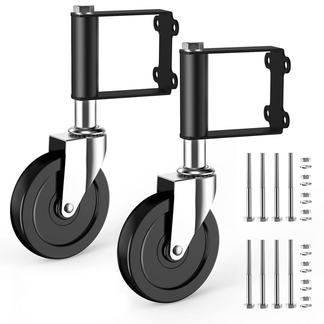 Ronlap Gate Caster Wheels Spring Loaded for Wooden Metal Tube Swing Fence Gates Heavy Duty Outdoor Farm Gate Roller, 250Lbs, Upgraded 5 Inches, Pack of 2 