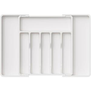 Lifewit Silverware Drawer Organizer, Expandable Utensil Tray for Kitchen, BPA Free Flatware and Cutlery Holder, Adjustable Plastic Storage for Spoons Forks Knives, Large, White (XL(13-22''W x 15"D))