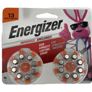 Energizer Size 13 Hearing Aid Batteries, Orange Tab Hearing Aid Batteries Size 13, 16 Count