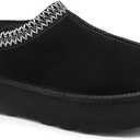 Women's Slippers Platform Mini Boots Short Ankle Boot,Fur Fleece Lined Platform Boots Anti-Slip Snow Slippers For Outdoor (7, Black)