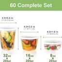 Dipoo 60 Sets (120-Piece) Deli Containers with Lids, 32/16/8 oz X 20 Set Each, Leak-Proof & BPA Free Airtight Takeout Plastic Food Storage Containers for Soup, Freezer/Microwave/Dishwasher Safe Combo - 60 Sets