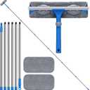 20 Feet+ High Reach Window Squeegee, 2-in-1 Window Cleaner Tool with 15.5Ft Extension Poles, Professional Window Washing Kit, Long Window Cleaning Equipment for High Outdoor Windows Glass