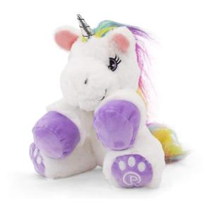 Plushible 10" White Stuffed Unicorn Plush Animal with Rainbow Hair