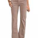 Flamingals Women's Wide Leg Pants for Women Mid Waist Dress Flare Straight Leg Corduroy Pants Work 31" Inseam Trouser Khaki Grey S