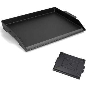 Cast Iron Griddle for Gas Grill and Stove Top, 23" x 16" Universal Flat Top Plate, X-Shaped Reinforced Ridges, Nonstick Coating Large BBQ Flat Top Plate for Camping, Parties