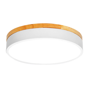 Dimmable LED Wood Flush Mount Ceiling Light Fixture 3000-6000K Tunnable 12 Inch, 24W Modern Close to Ceiling Light, Bedroom Light for Kitchen, Hallway, White, Type B 5CCT