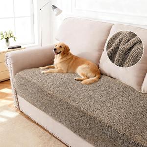 Turquoize Dog Couch Cover Non Slip Chenille Sofa Cover for Dogs Thick Soft Pet Couch Covers for Sofa Washable Couch Cushion Covers for Pets Fuzzy Sofa Furniture Protector (35" x 74", Sand)