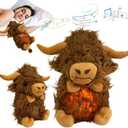 JULIDREAM Anxiety Relief Koala Highland Cow, Breathing Teddy Anxiety Bear with Calming Music, Lights, Sleeping Otter Plush, Soothing Highland Cow for Adults & Kids, Stress Relief Stuffed Animal