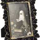 MAYJOYDIY Black Ornate Photo Frame 8.5x6.7 inch Rectangle Decorative Daisy Floral Design Vintage Photo Frame, for Tabletop & Wall, Gift Ideas, Victorian Retro Baroque Home Decor 