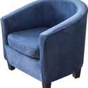 MIFXIN 2 Pieces Velvet Tub Chair Covers with Cushion Cover Stretch Soft Removable Tub Chair Slipcovers Armchair Sofa Couch Furniture Protector Cover for Living Room Club Bar Counter (Navy Blue)