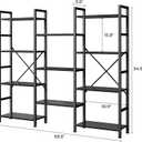 SUPERJARE Triple Bookshelf, Bookcase with 11 Open Display Shelves, Wide Book Shelf Book Case for Home & Office, 4 Tier, Black
