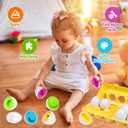 Montessori Geometric Eggs,12 pcs Set Color & Shape Egg Puzzle Toys Matching Eggs for Toddlers 1-3,Preschool Educational Sorting Game Fine Motor Toy Easter Gifts for Kids Boys Girls