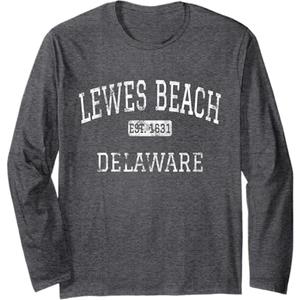 Lewes Beach Delaware DE Vintage Long Sleeve T-Shirt, S