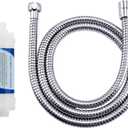 2 x Klabb stainless steel Shower Hose With Filter Element, 59 Inches Chrome Handheld Shower Head Hose With Brass insert and nut. replace shower hose with 1/2" NUT