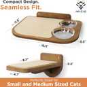 INICIO Cat Shelves Dog Proof Feeding Station with Wall Mounted Shelves, 3 Steps for wall with Floating Shelf for Cats Up to 15lbs, Includes Attached Cat Food Bowl for Convenient Feeding Brown