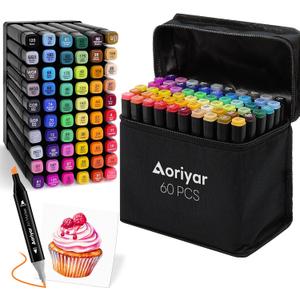 Alcohol Markers Dual Tip Art - 60 Colors Marker Set Adult Brush Tip Drawing Pens for Kids Professional Artist Coloring Alcohol Based Art Markers Chisel Tip Double Sided Marker School Painting Gift
