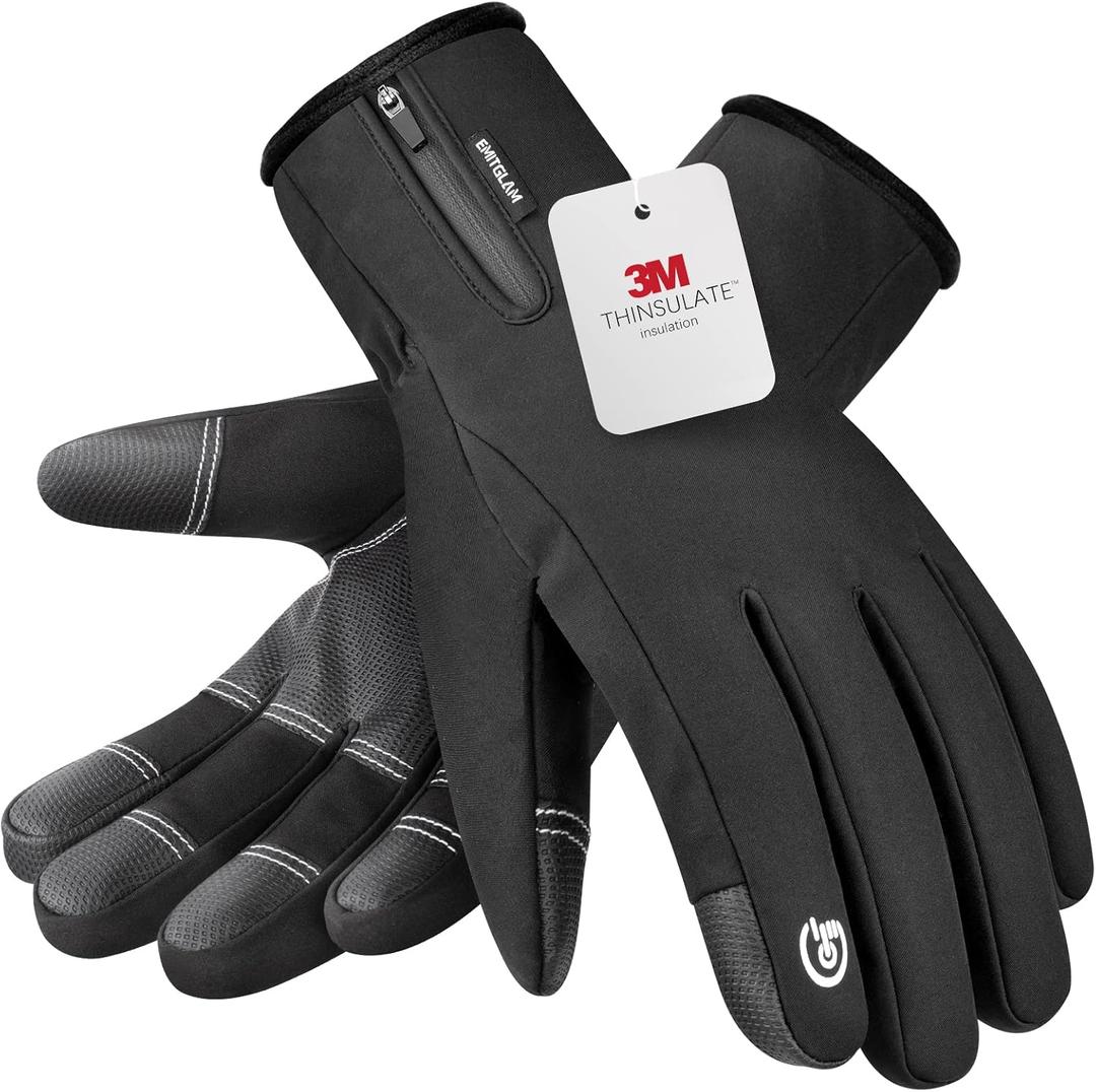 Winter Gloves - Men & Women - 3M Premium Insulation - Waterproof - Ski Gloves - Touchscreen Fingers - Windproof & Thermal - Unisex-Adults - Skiing - Green, White (Black) XL