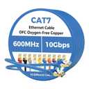 Cat 7 Ethernet Cable 30 FT, 10Gbps High Speed Internet Cord, SFTP Shielded, OFC Pure Copper, CAT7 RJ45 LAN Network Cable Compatible with PC, Laptop, PS5, Xbox Modem, Router, PoE, Blue Cable