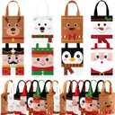 Photect 32 Pack Christmas Gift Bags with Handles Non woven Christmas Tote Goodie Bags for Kids Holiday Candy Santa Goody Gift Wrapping Xmas Party Favors Supplies