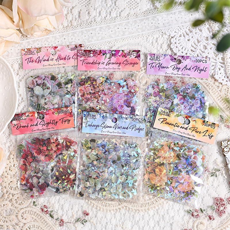 Alideco 180pcs Scrapbook Stickers Vintage Floral Scrapbooking Junk Journal Crafts Embelishment Decoration Stickers (aiyisiqi)