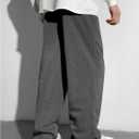 RoseSeek Boy's Wide Leg Baggy Sweatpants Letter Athletic Track Pant Joggers (Gray, L)
