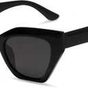 SOJOS Square Cat Eye Polarized Sunglasses for Women Retro Classic Vintage Trendy Cateye Shades Sunnies Gafas de sole SJ2235 (Black)