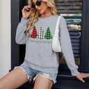 Merry and Bright Sweatshirts Women Funny Leopard Printed Plaid Christmas Trees Long Sleeve Shirt Xmas Graphic Pullover Tops (Gray, M)