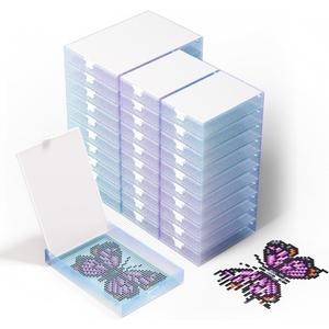CATEARED Diamond Art Storage 2-in-1 Stackable Diamond Art Trays With Lids, Craft and Bead Storage Organizer & Line-Up, Box Package (random color, 30 piece Tray Kit)