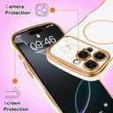 Fiyart Designed for iPhone 16 Pro Max Case, Cute Wave Frame Curly Shape Love Hearts Plating for Women Girls Camera Protection Compatible with MagSafe Magnetic Shockproof Bumper 6.9"-White