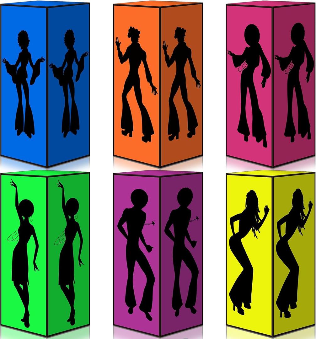Spiareal 6 Pcs 70s Decor Disco Box 70s Party Decorations 70s Disco Table Paper Centerpiece Decorations for Hippie Retro Music Theme Birthday Party Favors