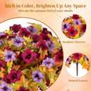 Artificial Fall Fake Flowers Plants for Outdoor Decoration 2PCS No Fade Faux Petunias UV Resistant Realistic Autumn Silk Flowers for Home Garden Balcony Yard Porch Deco (Burgundy Purple)