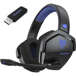 NUBWO Wireless Gaming Headset with Mic for Ps5 Ps4 PC, Zero Interference, 100-Hour Battery All-Day Play, 23ms Sync for Fortnite & Call of Duty/FPS Gamers, Triple Mode All Devices Compatible - Blue