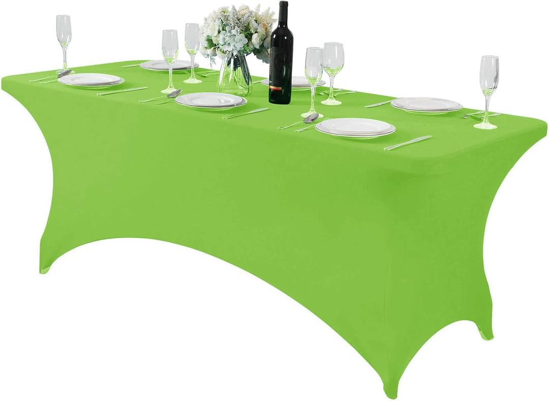 Spandex Table Cover for 6Ft or 4fT or 8ft Table Universal Fitted Stretch Tablecloth for Party, Banquet, Wedding and Events-Apple Green (72" x 30" (Rectangular)