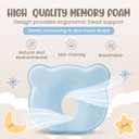 Soft and Breathable Baby Pillow with Memory Foam and Bear Design (Blue)
