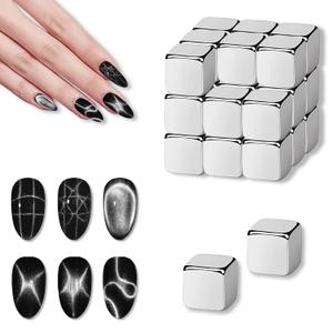 27Pcs Cat Eye Magnet for Nails, Multifunctional Square Nail Polish Magnet Tool Set, Magnetic Cat Eye Gel Polish Nail Design Tools, for Home DIY, Salon