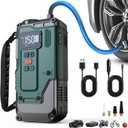 Cordless Tire Inflator Portable Air Compressor - 8000mAh & 12V DC Dual Power, 8X Faster, 150 PSI Air Pump for Car Tires, Bicycle, Motorcycle, Ball, with Pressure Gauge, LED Light, Auto Shut-Off