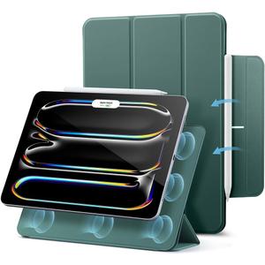 ESR for iPad Pro 13 Inch Case (M5/M4) 2025/2024, Powerful Magnetic Attachment, Slim Trifold Stand Case, Supports Pencil Pro & Pencil(USB-C), Auto Wake/Sleep, Rebound Series, Green