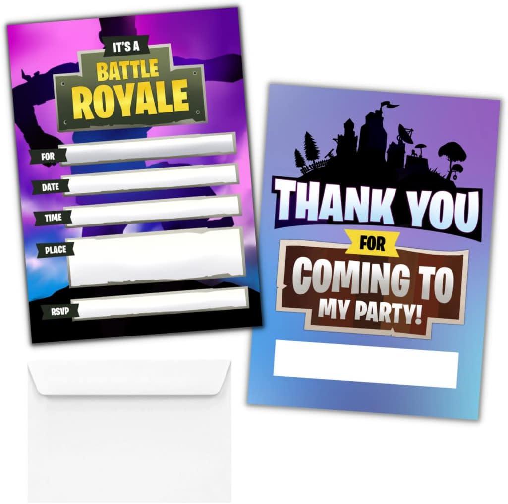 Hat Acrobat 20 Birthday Invitations for Boys with Envelopes and Thank You Cards - Game On Birthday Party Supplies (Purple)
