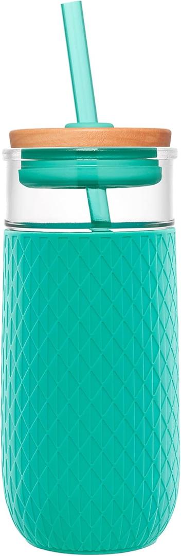 Ello Devon 18oz Glass Tumbler with Straw, Friction Fit Bamboo Wood Lid and Silicone Sleeve | Perfect for Iced Coffee, Tea, Matcha and Smoothies (Mint) Ello Devon 18oz Glass Tumbler with Straw, Friction Fit Bamboo Wood Lid and Silicone Sleeve | Perfect for Iced Coffee, Tea, Matcha and Smoothies (Mint)